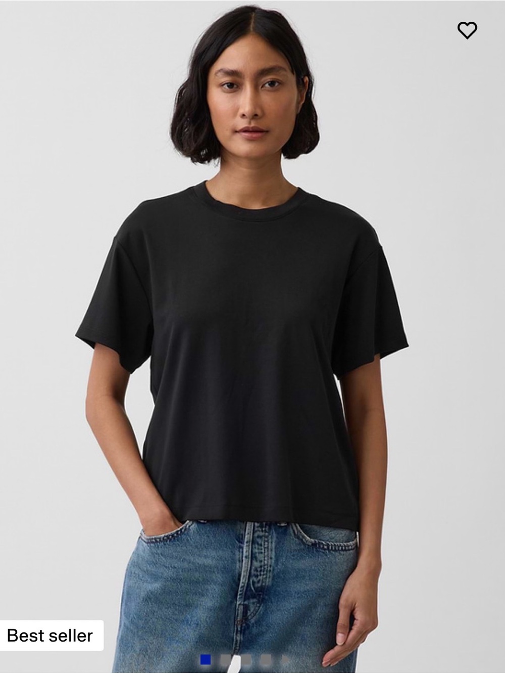 GAP Supima Cotton Relaxed Black Women's Crewneck Tee Medium